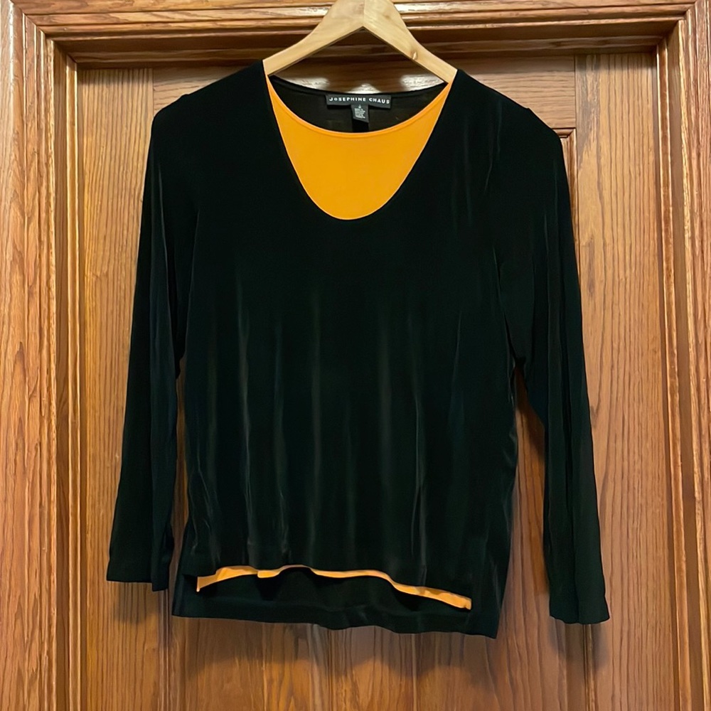 Black and Orange Long Sleeve Top